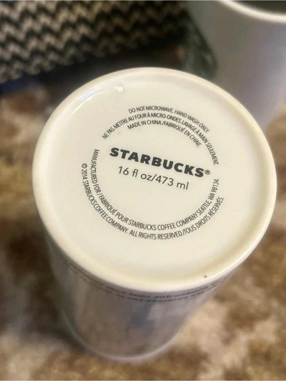 Starbucks 7.5” ceramic tumbler 16 ounce double walled unique size